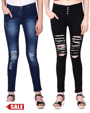 Multicoloured Denim Jeans For Women's - Combo Of 2 - GRE