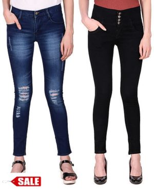 Multicoloured Denim Jeans For Women's - Combo Of 2 - GRE
