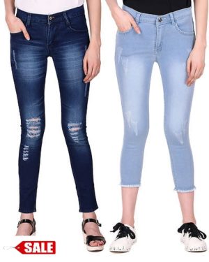 Multicoloured Denim Jeans For Women's - Combo Of 2 - GRE