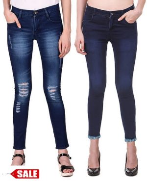 Multicoloured Denim Jeans For Women's - Combo Of 2 - GRE