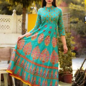 Glace Cotton Anarkali Kurta For Women's - GRE