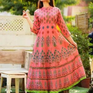Glace Cotton Anarkali Kurta For Women's - GRE