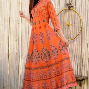 Glace Cotton Anarkali Kurta For Women's - GRE