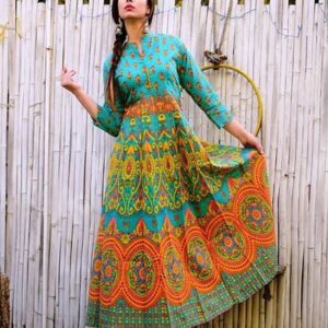Glace Cotton Anarkali Kurta For Women's - GRE