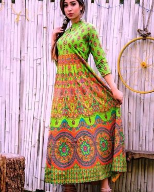 Glace Cotton Anarkali Kurta For Women's - GRE