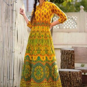 Glace Cotton Anarkali Kurta For Women's - GRE