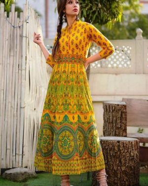 Glace Cotton Anarkali Kurta For Women's - GRE