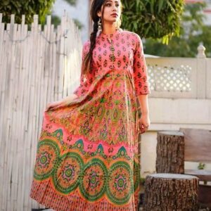 Glace Cotton Anarkali Kurta For Women's - GRE