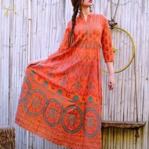 Glace Cotton Anarkali Kurta For Women's - GRE