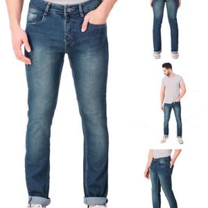 Men's Blue Denim Regular Fit Mid-Rise Jeans - GRE