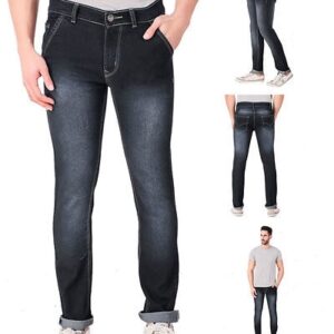 Men's Black Denim Regular Fit Mid-Rise Jeans - GRE