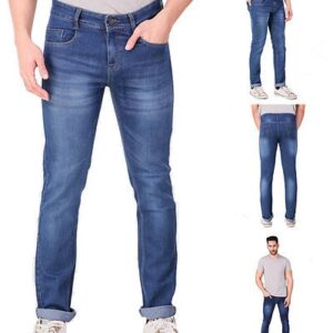 Men's Blue Denim Regular Fit Mid-Rise Jeans - GRE
