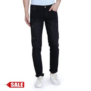 Men's Stretchable Black Cotton Blend Slim Fit Jeans - GRE