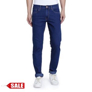 Men's Stretchable Blue Cotton Blend Slim Fit Jeans - GRE