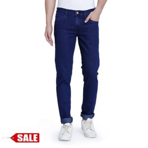 Men's Stretchable Blue Cotton Blend Slim Fit Jeans - GRE
