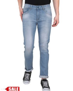 Slim Fit Iced Blue Faded Denim Jeans - GRE