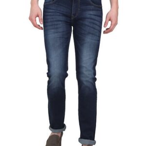 Slim Fit Navy Blue Faded Denim Jeans - GRE