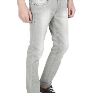 Men’s Slim Fit Light Grey Stretch Denim Jeans – GRE