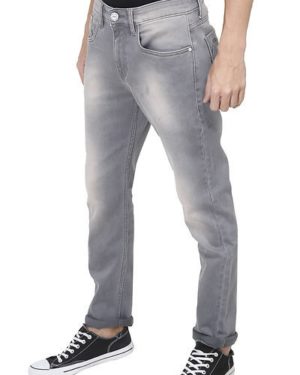Men's Slim Fit Iced Grey Stretch Denim Jeans - GRE