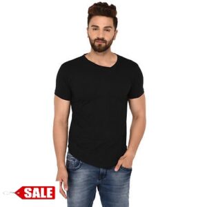 Black Cotton Solid  T-Shirt - GRE