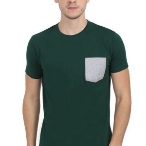 Green Solid Round Neck T-Shirt - GRE