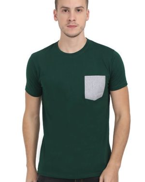 Green Solid Round Neck T-Shirt - GRE
