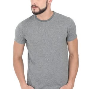Grey Solid Round Neck T-Shirt - GRE