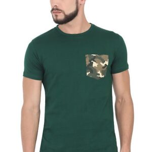 Green Solid Round Neck T-Shirt - GRE