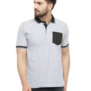 White Cotton Blend Solid  Polo T-Shirt - GRE