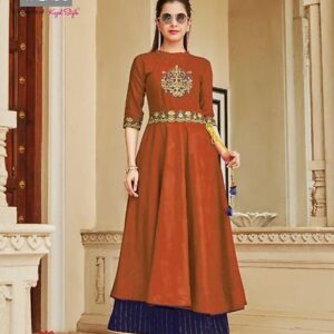 Heavy Two Tone Rayon (14 kg) Embroidery Work Kurta - GRE
