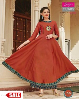 Heavy Two Tone Rayon (14 kg) Embroidery Work Kurta - GRE