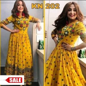 Women's Yellow Rayon Long Kurti - GRE
