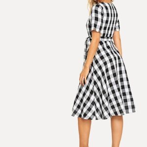Women Cotton Black White Check Printed Dress – GRE