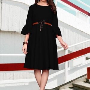 Bell Sleeve Crape Dress For Women - GRE