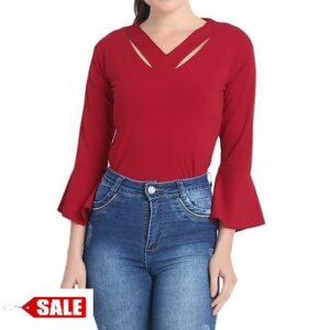 Pink Cotton Blend V Neck Long Sleeve Top – GRE