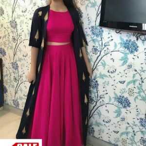 Rayon 14 Kg Gold Print Black Long Sherwani Style Gown - GRE