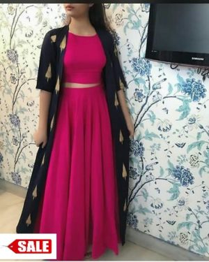 Rayon 14 Kg Gold Print Black Long Sherwani Style Gown - GRE