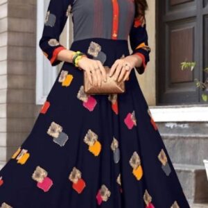 Rayon 14 kg Long Printed Anarkali Gown - GRE