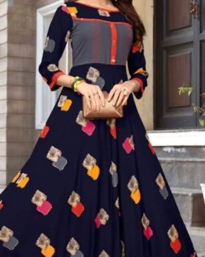Rayon 14 kg Long Printed Anarkali Gown - GRE