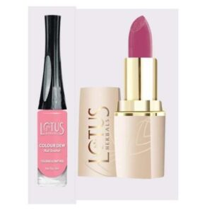 Lotus Herbals Colour Dew Pink Bliss 950 Nail Paint 8ml + Lotus Herbals Pure Colour Pink Blush 614 Lipstick combo  - sozo