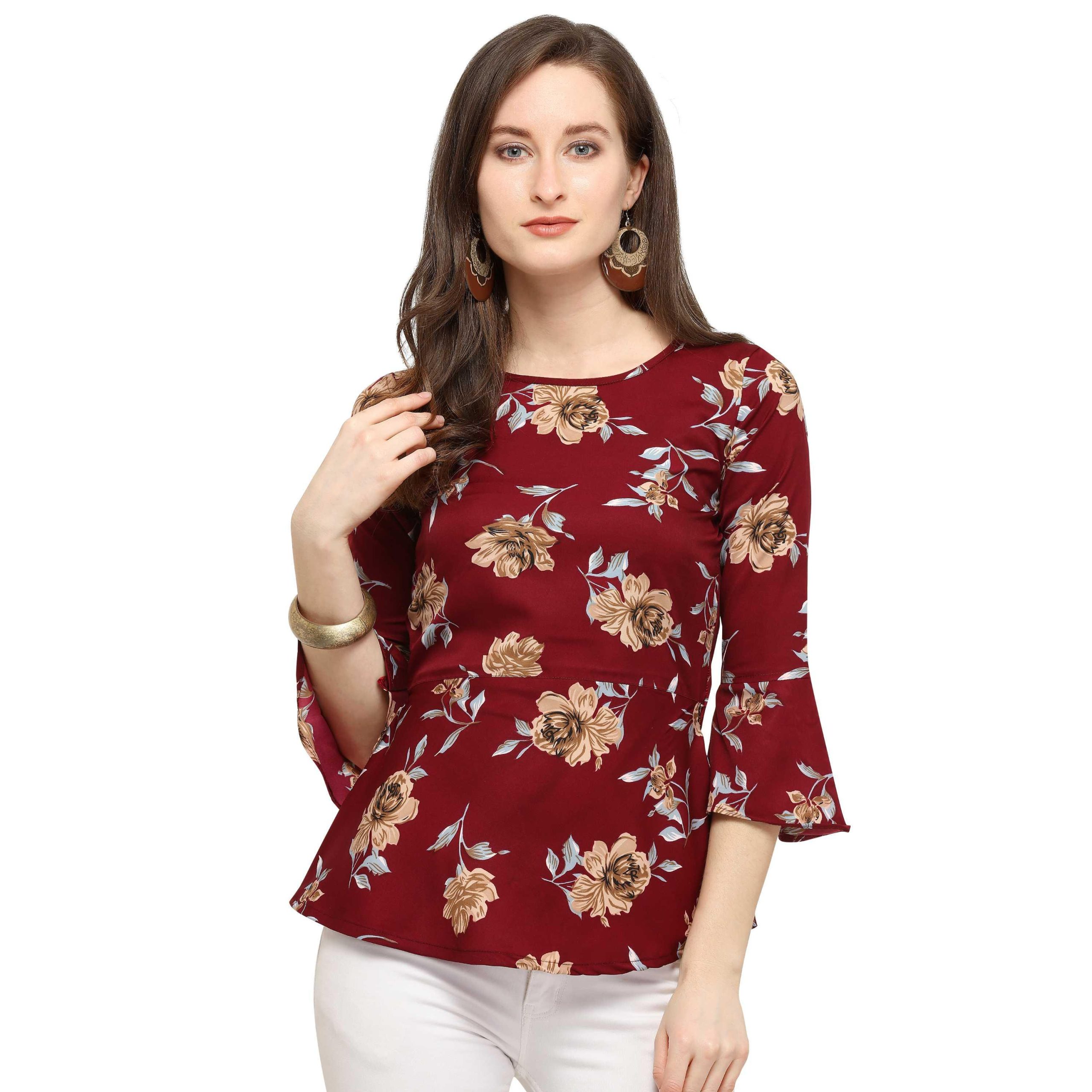 6447099790.jpeg Women's Crepe Floral Top - sozo