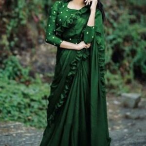 Blue Silk Blend Solid Saree with Blouse piece – GRE