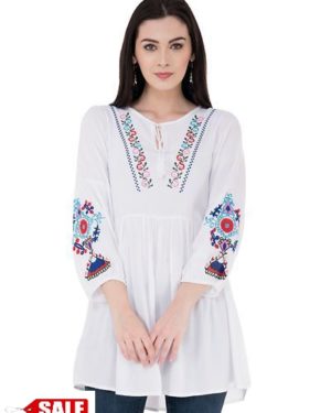 Women's Rayon Off-White Top - GRE