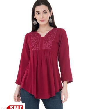 Women's Rayon Mahroon Top - GRE