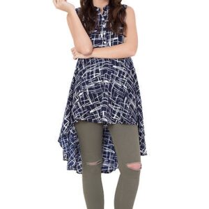 Navy Blue  Crepe  Tees For Women's - GRE