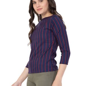 Blue Embroidered Crepe Crop Top For Women’s – GRE