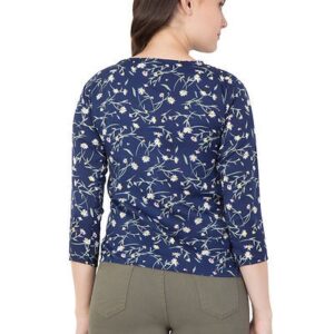 Blue Embroidered Crepe Crop Top For Women’s – GRE