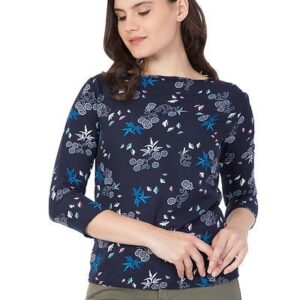 Blue Embroidered Crepe Crop Top For Women's - GRE