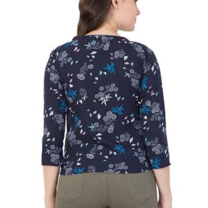 Blue Embroidered Crepe Crop Top For Women’s – GRE