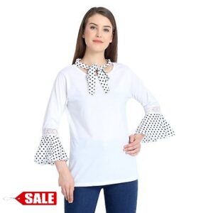 White Dot Tai Top With Lesho Bell Sleeve For Women – GRE